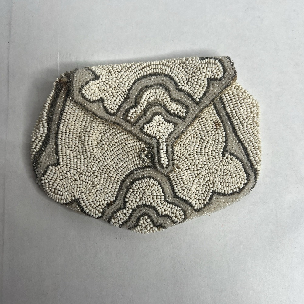 Antique Beaded & Sequin Belt Bag Coin Purse Made‎ in France Vintage Handcrafted
